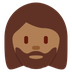 How Woman: Medium-Dark Skin Tone, Beard emoji looks on Twitter.