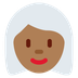 How Woman: Medium-Dark Skin Tone, White Hair emoji looks on Twitter.