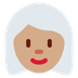 How Woman: Medium Skin Tone, White Hair emoji looks on Twitter.