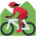 How Woman Mountain Biking: Dark Skin Tone emoji looks on Twitter.