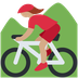 How Woman Mountain Biking: Medium Skin Tone emoji looks on Twitter.