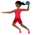 How Woman Playing Handball: Dark Skin Tone emoji looks on Twitter.