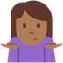 How Woman Shrugging: Medium-Dark Skin Tone emoji looks on Twitter.