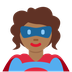 Como o emoji do Super-heroína: pele morena escura é exibido no Twitter.