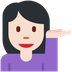 Como o emoji do Mulher com a palma virada para cima: pele clara é exibido no Twitter.