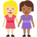 Como o emoji do Duas mulheres de mãos dadas: pele morena clara e pele morena escura é exibido no Twitter.