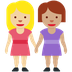 Como o emoji do Duas mulheres de mãos dadas: pele morena clara e pele morena é exibido no Twitter.