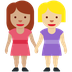 Como o emoji do Duas mulheres de mãos dadas: pele morena e pele morena clara é exibido no Twitter.