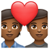 Como o emoji do Casal apaixonado: pele morena escura é exibido no Whatsapp.