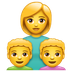 Hvordan Familie: kvinne, gutt, gutt emoji ser ut på Whatsapp.