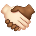 Bagaimana Handshake: Light Skin Tone, Medium-Dark Skin Tone emoji terlihat di Whatsapp.