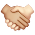 Bagaimana Handshake: Medium-Light Skin Tone, Light Skin Tone emoji terlihat di Whatsapp.