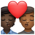 Como o emoji do Beijo: pessoa, pessoa, pele escura e pele morena escura é exibido no Whatsapp.