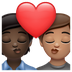 Bagaimana Kiss: Person, Person, Dark Skin Tone, Medium Skin Tone emoji terlihat di Whatsapp.