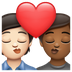 Bagaimana Kiss: Person, Person, Light Skin Tone, Medium-Dark Skin Tone emoji terlihat di Whatsapp.