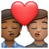 Como o emoji do Beijo: pessoa, pessoa, pele morena escura e pele morena é exibido no Whatsapp.