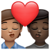 Como o emoji do Beijo: pessoa, pessoa, pele morena e pele escura é exibido no Whatsapp.