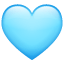 Bagaimana Light Blue Heart emoji terlihat di Whatsapp.