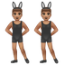 Jak wygląda emoji Mężczyźni z uszami królika na przyjęciu: karnacja średnia w Whatsapp.