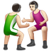 Jak wygląda emoji Mężczyźni uprawiający zapasy: karnacja jasna w Whatsapp.