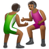 Jak wygląda emoji Mężczyźni uprawiający zapasy: karnacja średnio ciemna w Whatsapp.