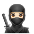 Hoe Ninja: lichte huidskleur emoji eruit ziet op Whatsapp.