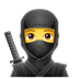 Hvordan Ninja emoji ser ut på Whatsapp.