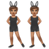 Jak wygląda emoji Osoby z uszami królika na przyjęciu: karnacja średnia w Whatsapp.