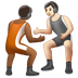 Jak wygląda emoji Osoby uprawiające zapasy: karnacja średnio ciemna i karnacja jasna w Whatsapp.