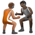 Jak wygląda emoji Osoby uprawiające zapasy: karnacja średnia i karnacja ciemna w Whatsapp.