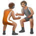 Jak wygląda emoji Osoby uprawiające zapasy: karnacja średnia w Whatsapp.