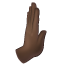 Bagaimana Rightwards Pushing Hand: Dark Skin Tone emoji terlihat di Whatsapp.