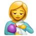 Como o emoji do Mulher alimentando bebê é exibido no Whatsapp.