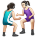 Jak wygląda emoji Kobiety uprawiające zapasy: karnacja jasna w Whatsapp.