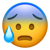 How Anxious Face with Sweat emoji looks on Apple.