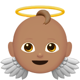 Cómo se ve el emoji Bebé ángel: tono de piel medio en Apple.