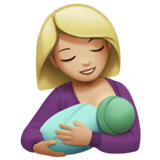 How Breast-Feeding: Medium-Light Skin Tone emoji looks on Apple.