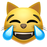 How Cat with Tears of Joy emoji looks on Apple.