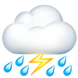 How Cloud with Lightning and Rain emoji looks on Apple.