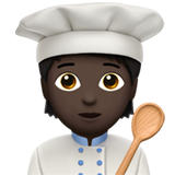 A quoi ressemblent les emoji Cuisinier (tous genres): peau foncée sur Apple.