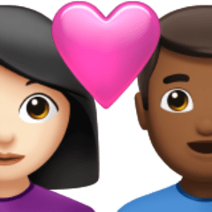 Come Coppia con cuore: donna, uomo, carnagione chiara e carnagione abbastanza scura emoji appare su Apple.