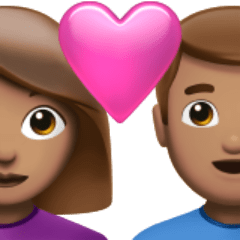 Bagaimana Pasangan dengan hati: wanita, pria, warna kulit sedang emoji terlihat di Apple.