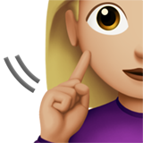 Wie Gehörlose Frau: mittelhelle Hautfarbe Emoji auf Apple aussieht.