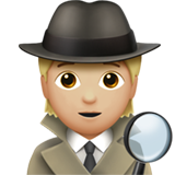 Cómo se ve el emoji Detective: tono de piel claro medio en Apple.