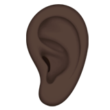 How Ear: Dark Skin Tone emoji looks on Apple.