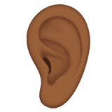 How Ear: Medium-Dark Skin Tone emoji looks on Apple.