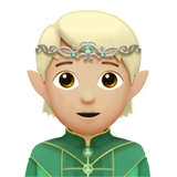 A quoi ressemblent les emoji Elfe : peau moyennement claire sur Apple.