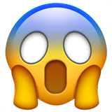 Hoe Angstig schreeuwend gezicht emoji eruit ziet op Apple.