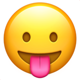 How Face with Tongue emoji looks on Apple.