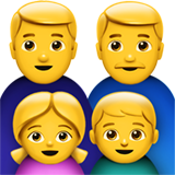 Hvordan Familie: mand, mand, pige og dreng emoji ser ud på Apple.